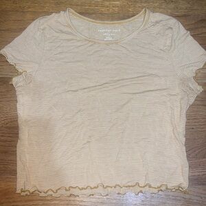 mustard yellow and white stripped shirt